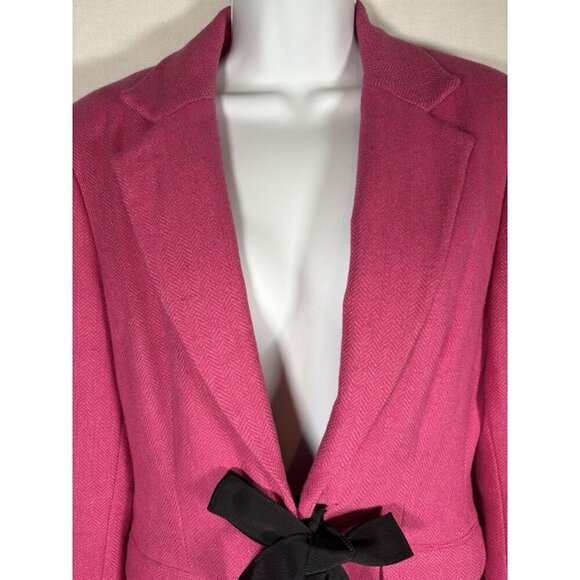 LILLY PULITZER Wool Blend Crop Blazer Tie Front Pink Preppy Old Money Small - Picture 4 of 9
